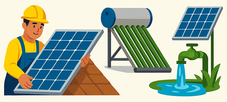 Servicio de intalación de paneles solares, termotanques solares y bomba de agua Qanchis Qoyllur