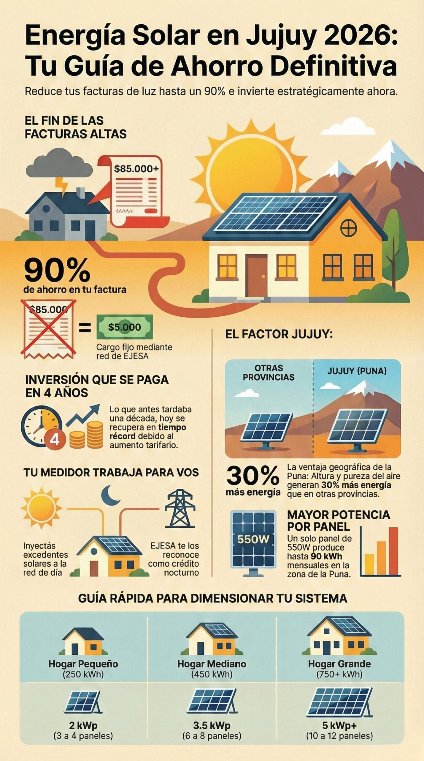 Paneles solares en Jujuy. evitá pagar hasta 90% en factura de luz con inversión que se paga sola en 4 años